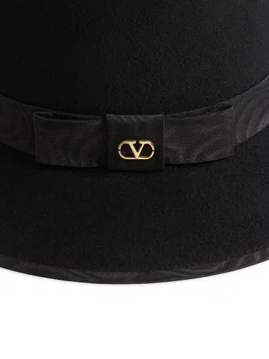 Valentino Garavani Women's VLogo Signature Felt Hat with Moiré Ribbon - Black - Size Large | Thumbnail 4 Valentino Garavani Women's VLogo Signature Felt Hat with Moiré Ribbon - Black - Size Large | Thumbnail 4