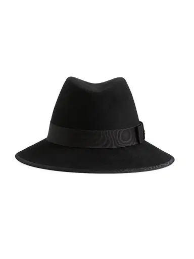 Valentino Garavani Women's VLogo Signature Felt Hat with Moiré Ribbon - Black - Size Large | Thumbnail 1 Valentino Garavani Women's VLogo Signature Felt Hat with Moiré Ribbon - Black - Size Large | Thumbnail 1