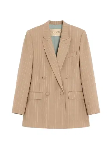 Valentino Garavani Women's Faded Pinstripe Jacket - Beige | Thumbnail 1 Valentino Garavani Women's Faded Pinstripe Jacket - Beige | Thumbnail 1