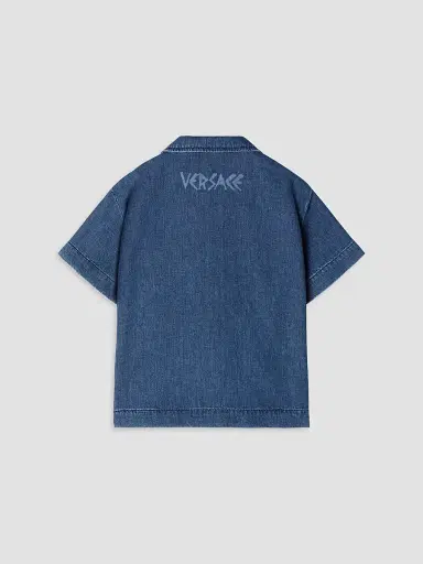 Versace Little Boy's & Boy's Laser Denim Short-Sleeve Shirt - Medium Blue - Size 8 | Thumbnail 2 Versace Little Boy's & Boy's Laser Denim Short-Sleeve Shirt - Medium Blue - Size 8 | Thumbnail 2