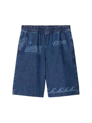 Versace Boy's Little Boy's & Boy's Laser Logo Denim Shorts | Thumbnail 1 Versace Boy's Little Boy's & Boy's Laser Logo Denim Shorts | Thumbnail 1