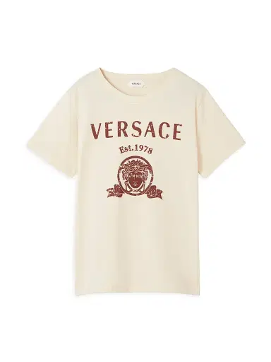 Versace Little Kid's & Kid's Varsity Print Jersey T-Shirt - Cream - Size 8 | Thumbnail 1 Versace Little Kid's & Kid's Varsity Print Jersey T-Shirt - Cream - Size 8 | Thumbnail 1