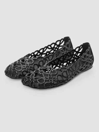 LOEWE Women's Petal Anagram Leather Ballet Flats - Black | Thumbnail 2 LOEWE Women's Petal Anagram Leather Ballet Flats - Black | Thumbnail 2