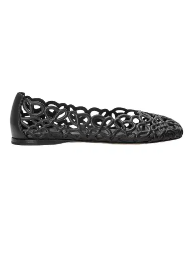 LOEWE Women's Petal Anagram Leather Ballet Flats - Black | Thumbnail 1 LOEWE Women's Petal Anagram Leather Ballet Flats - Black | Thumbnail 1