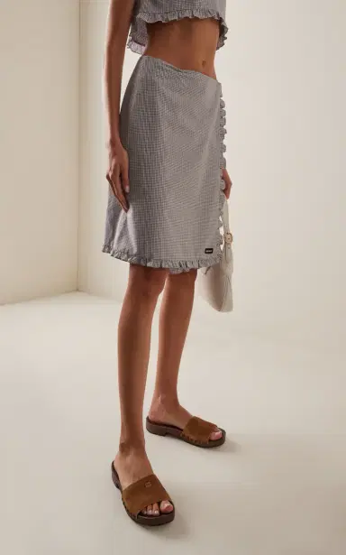 Miu Miu Checkered Cotton Midi Skirt | Thumbnail 3 Miu Miu Checkered Cotton Midi Skirt | Thumbnail 3
