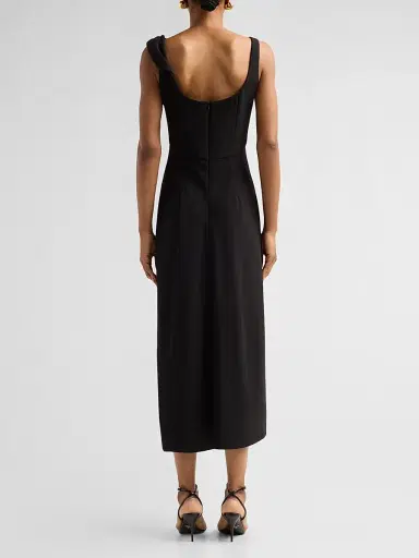 Lela Rose Women's Peony-Embroidered Twist Midi Dress - Black - Size 14 | Thumbnail 3 Lela Rose Women's Peony-Embroidered Twist Midi Dress - Black - Size 14 | Thumbnail 3