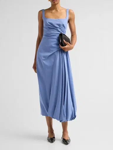 Lela Rose Women's Faille Bubble Midi Dress - Bluebell | Thumbnail 2 Lela Rose Women's Faille Bubble Midi Dress - Bluebell | Thumbnail 2