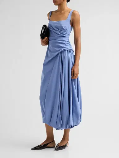 Lela Rose Women's Faille Bubble Midi Dress - Bluebell | Thumbnail 4 Lela Rose Women's Faille Bubble Midi Dress - Bluebell | Thumbnail 4