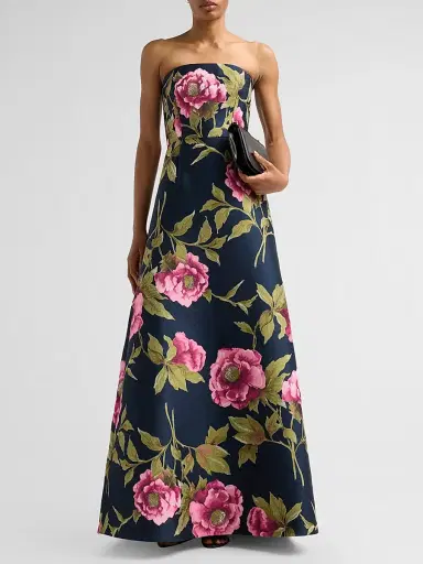 Carolina Herrera Women's Floral Strapless A-Line Gown - Midnight Multi | Thumbnail 2 Carolina Herrera Women's Floral Strapless A-Line Gown - Midnight Multi | Thumbnail 2