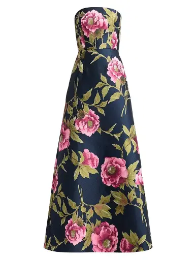 Carolina Herrera Women's Floral Strapless A-Line Gown - Midnight Multi | Thumbnail 1 Carolina Herrera Women's Floral Strapless A-Line Gown - Midnight Multi | Thumbnail 1