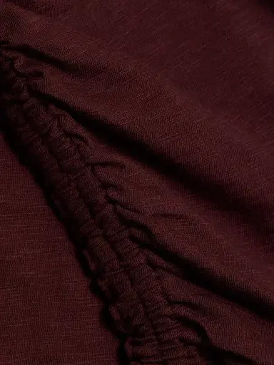 Veronica Beard Women's Waldorf Ruched-Sleeve Cotton Tee - Raisin | Thumbnail 7 Veronica Beard Women's Waldorf Ruched-Sleeve Cotton Tee - Raisin | Thumbnail 7
