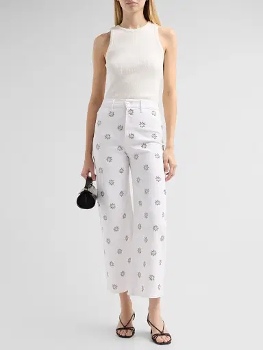 Veronica Beard Women's Grant High-Rise Wide-Leg Crop Jeans - White - Size 32 | Thumbnail 2 Veronica Beard Women's Grant High-Rise Wide-Leg Crop Jeans - White - Size 32 | Thumbnail 2