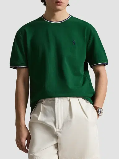 Polo Ralph Lauren Men's Stretch Mesh Crewneck T-Shirt - New Forest | Thumbnail 4 Polo Ralph Lauren Men's Stretch Mesh Crewneck T-Shirt - New Forest | Thumbnail 4