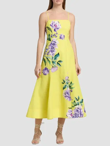 Hemant & Nandita Women's Floral Linen-Cotton A-Line Midi-Dress | Thumbnail 3 Hemant & Nandita Women's Floral Linen-Cotton A-Line Midi-Dress | Thumbnail 3