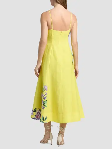 Hemant & Nandita Women's Floral Linen-Cotton A-Line Midi-Dress | Thumbnail 5 Hemant & Nandita Women's Floral Linen-Cotton A-Line Midi-Dress | Thumbnail 5