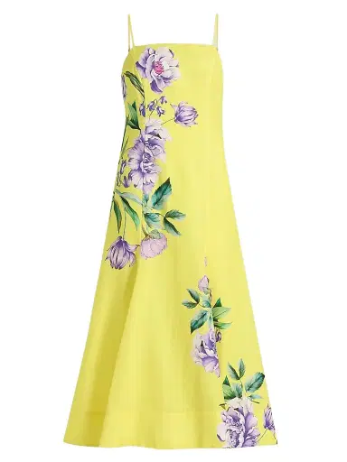 Hemant & Nandita Women's Floral Linen-Cotton A-Line Midi-Dress | Thumbnail 1 Hemant & Nandita Women's Floral Linen-Cotton A-Line Midi-Dress | Thumbnail 1