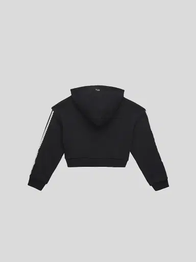 KatieJ NYC Girl's Tommy Crop Track Hoodie - Black | Thumbnail 2 KatieJ NYC Girl's Tommy Crop Track Hoodie - Black | Thumbnail 2