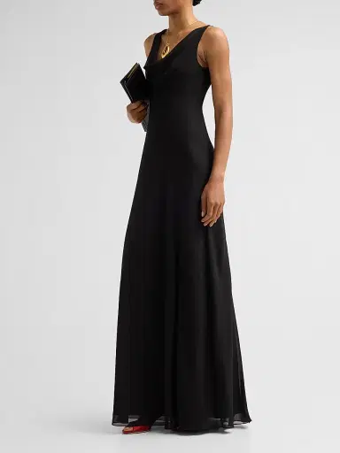 Jason Wu Collection Women's Plunging Crepe Chiffon Bias Gown - Black - Size 14 | Thumbnail 4 Jason Wu Collection Women's Plunging Crepe Chiffon Bias Gown - Black - Size 14 | Thumbnail 4