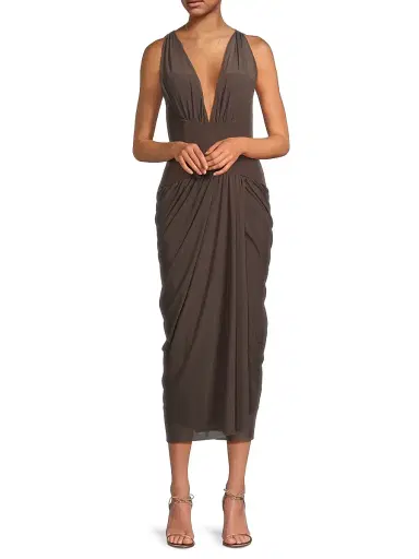 BLACK HALO Women's Elara Mesh Midi-Dress - Espresso | Thumbnail 2 BLACK HALO Women's Elara Mesh Midi-Dress - Espresso | Thumbnail 2