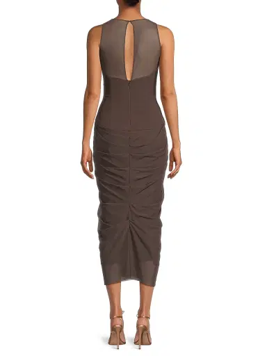 BLACK HALO Women's Elara Mesh Midi-Dress - Espresso | Thumbnail 5 BLACK HALO Women's Elara Mesh Midi-Dress - Espresso | Thumbnail 5