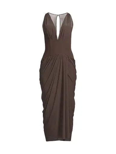 BLACK HALO Women's Elara Mesh Midi-Dress - Espresso | Thumbnail 1 BLACK HALO Women's Elara Mesh Midi-Dress - Espresso | Thumbnail 1