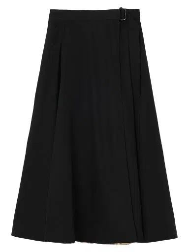 Burberry Women's Belina Belted Wool Twill Midi Skirt - Black | Thumbnail 1 Burberry Women's Belina Belted Wool Twill Midi Skirt - Black | Thumbnail 1