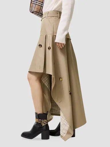 Burberry Women's Heather Gabardine Asymmetric Trench Maxi Skirt - Saltmarsh Beige | Thumbnail 3 Burberry Women's Heather Gabardine Asymmetric Trench Maxi Skirt - Saltmarsh Beige | Thumbnail 3