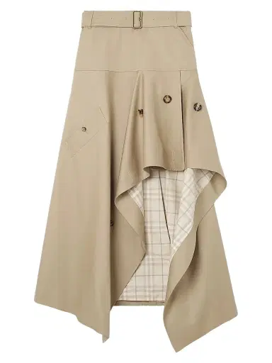 Burberry Women's Heather Gabardine Asymmetric Trench Maxi Skirt - Saltmarsh Beige | Thumbnail 1 Burberry Women's Heather Gabardine Asymmetric Trench Maxi Skirt - Saltmarsh Beige | Thumbnail 1