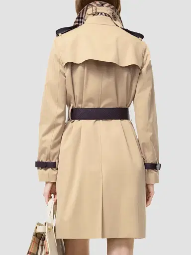 Burberry Women's Kensington Leather-Trim Mid-Length Trench Coat - Honey - Size 4 | Thumbnail 3 Burberry Women's Kensington Leather-Trim Mid-Length Trench Coat - Honey - Size 4 | Thumbnail 3