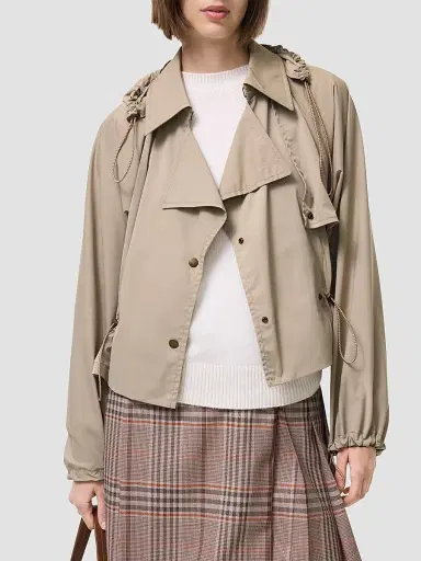 Burberry Women's Rosewin Stretch-Nylon Double-Breasted Jacket - Saltmarsh Beige | Thumbnail 2 Burberry Women's Rosewin Stretch-Nylon Double-Breasted Jacket - Saltmarsh Beige | Thumbnail 2