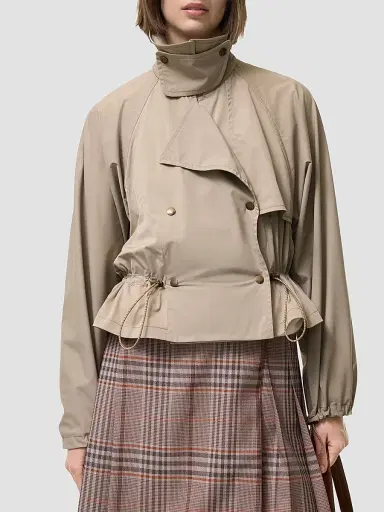 Burberry Women's Rosewin Stretch-Nylon Double-Breasted Jacket - Saltmarsh Beige | Thumbnail 4 Burberry Women's Rosewin Stretch-Nylon Double-Breasted Jacket - Saltmarsh Beige | Thumbnail 4