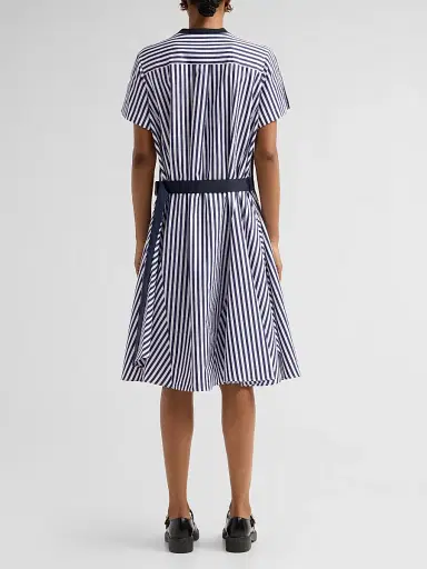 sacai Women's Cotton Poplin T-Shirt Midi Dress - Navy Stripe | Thumbnail 3 sacai Women's Cotton Poplin T-Shirt Midi Dress - Navy Stripe | Thumbnail 3