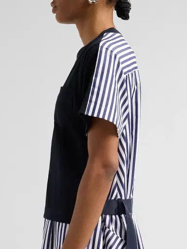 sacai Women's Cotton Poplin T-Shirt Midi Dress - Navy Stripe | Thumbnail 5 sacai Women's Cotton Poplin T-Shirt Midi Dress - Navy Stripe | Thumbnail 5