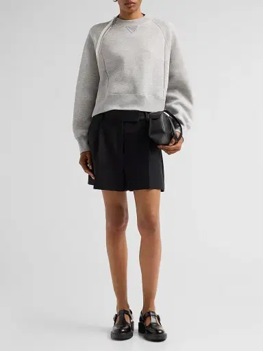 sacai Women's Zip Sponge Crewneck Sweatshirt - Gray | Thumbnail 2 sacai Women's Zip Sponge Crewneck Sweatshirt - Gray | Thumbnail 2
