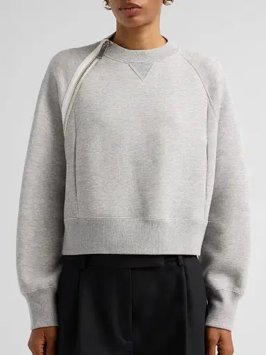 sacai Women's Zip Sponge Crewneck Sweatshirt - Gray | Thumbnail 5 sacai Women's Zip Sponge Crewneck Sweatshirt - Gray | Thumbnail 5