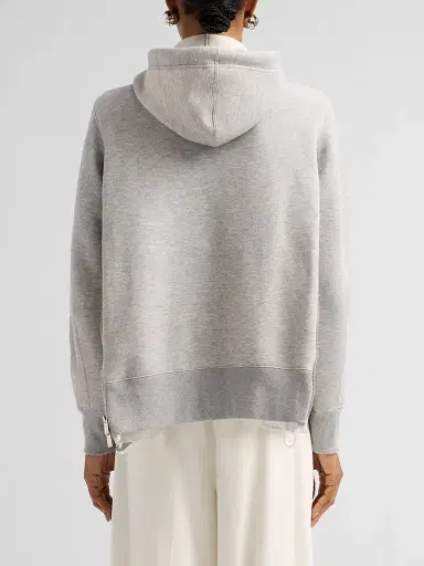 sacai Women's Sponge Sweat Nylon Twill Hoodie - Gray | Thumbnail 3 sacai Women's Sponge Sweat Nylon Twill Hoodie - Gray | Thumbnail 3