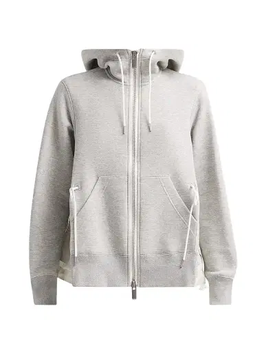 sacai Women's Sponge Sweat Nylon Twill Hoodie - Gray | Thumbnail 1 sacai Women's Sponge Sweat Nylon Twill Hoodie - Gray | Thumbnail 1