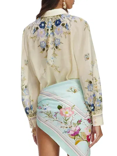 Self-Portrait Women's Floral Organza Button-Front Blouse - Yellow | Thumbnail 5 Self-Portrait Women's Floral Organza Button-Front Blouse - Yellow | Thumbnail 5