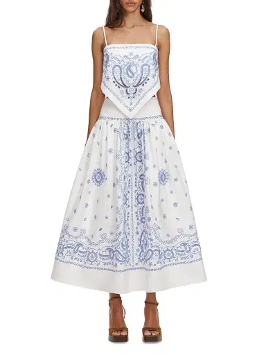 Self-Portrait Women's Bandana Embroidered Midi Skirt - White | Thumbnail 2 Self-Portrait Women's Bandana Embroidered Midi Skirt - White | Thumbnail 2