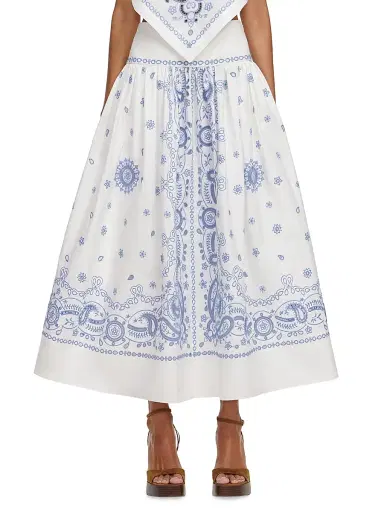 Self-Portrait Women's Bandana Embroidered Midi Skirt - White | Thumbnail 3 Self-Portrait Women's Bandana Embroidered Midi Skirt - White | Thumbnail 3