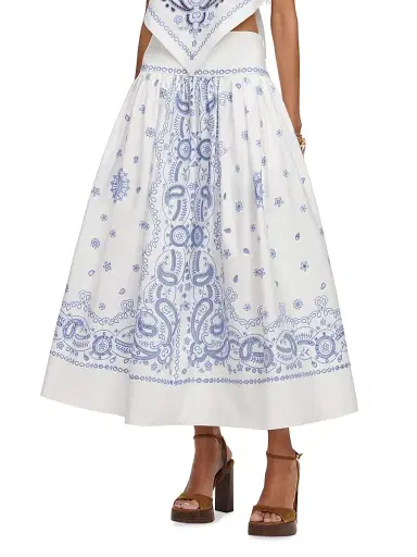 Self-Portrait Women's Bandana Embroidered Midi Skirt - White | Thumbnail 4 Self-Portrait Women's Bandana Embroidered Midi Skirt - White | Thumbnail 4