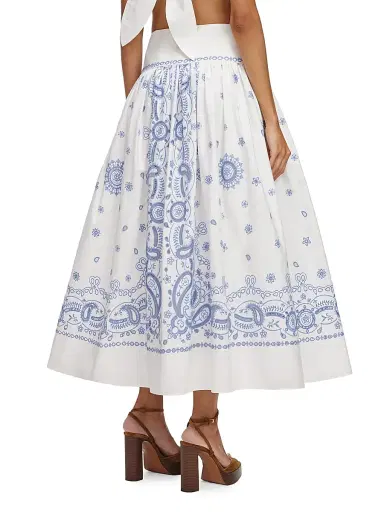 Self-Portrait Women's Bandana Embroidered Midi Skirt - White | Thumbnail 5 Self-Portrait Women's Bandana Embroidered Midi Skirt - White | Thumbnail 5