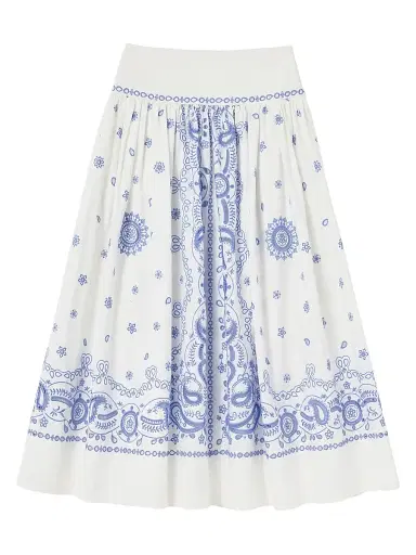 Self-Portrait Women's Bandana Embroidered Midi Skirt - White | Thumbnail 1 Self-Portrait Women's Bandana Embroidered Midi Skirt - White | Thumbnail 1