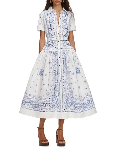 Self-Portrait Women's Bandana Embroidered Midi Dress | Thumbnail 2 Self-Portrait Women's Bandana Embroidered Midi Dress | Thumbnail 2