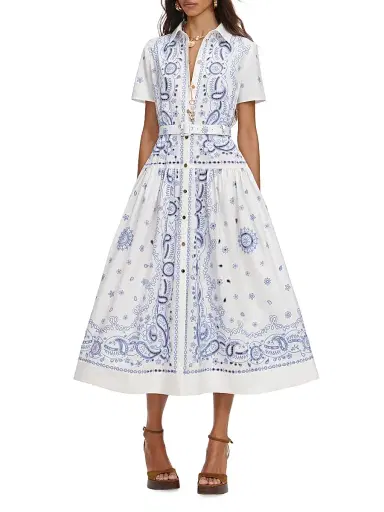 Self-Portrait Women's Bandana Embroidered Midi Dress | Thumbnail 3 Self-Portrait Women's Bandana Embroidered Midi Dress | Thumbnail 3