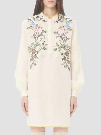 Valentino Garavani Women's Short Embroidered Linen Dress - Ivory - Size 0 | Thumbnail 3 Valentino Garavani Women's Short Embroidered Linen Dress - Ivory - Size 0 | Thumbnail 3