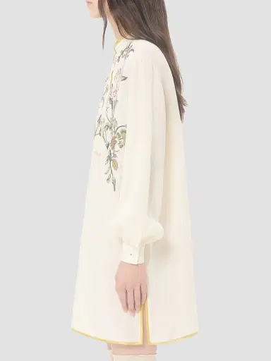 Valentino Garavani Women's Short Embroidered Linen Dress - Ivory - Size 0 | Thumbnail 4 Valentino Garavani Women's Short Embroidered Linen Dress - Ivory - Size 0 | Thumbnail 4