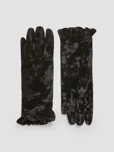 Valentino Garavani Women's VLogo Signature Chenille Gloves - Black Gold - Size 8 | Thumbnail 2 Valentino Garavani Women's VLogo Signature Chenille Gloves - Black Gold - Size 8 | Thumbnail 2