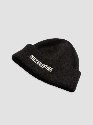 Valentino Garavani Men's Knitted Wool Beanie - Black | Thumbnail 2 Valentino Garavani Men's Knitted Wool Beanie - Black | Thumbnail 2