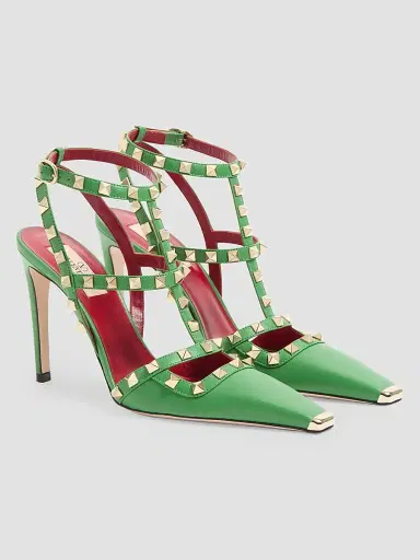 Valentino Garavani Women's Rockstud 100MM Kidskin Pumps - Light Green - Size 9 | Thumbnail 2 Valentino Garavani Women's Rockstud 100MM Kidskin Pumps - Light Green - Size 9 | Thumbnail 2